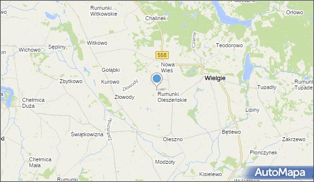 mapa Rumunki Oleszeńskie, Rumunki Oleszeńskie na mapie Targeo